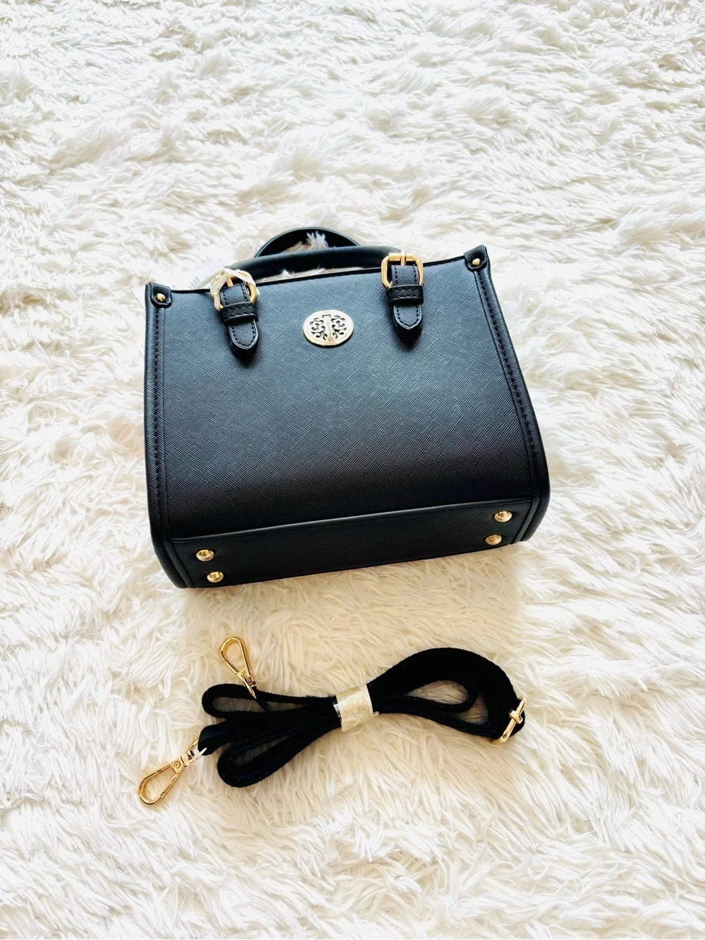 🤍New! Black Structured Crossbody Top-Handle Women's Bag